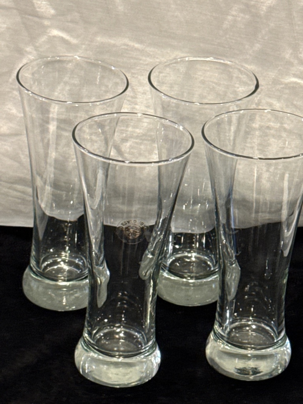 Vintage Circle, Art of Glass/Pasabahce clear Pilsner glasses set of four